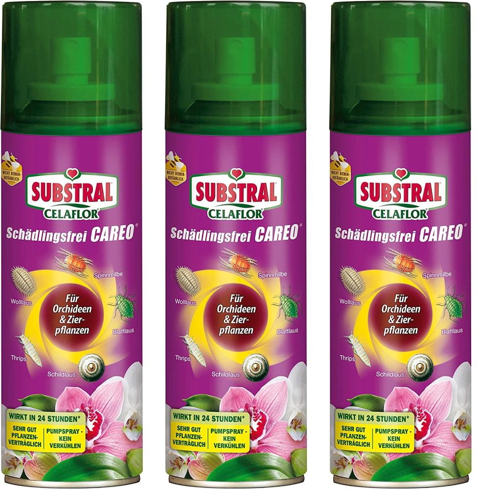 3x Substral Celaflor Schädlingsfrei Careo 200 ml Pumpspray Orchidee gegen Blattlaus, Thrips, Weiße Fliege, uvm.